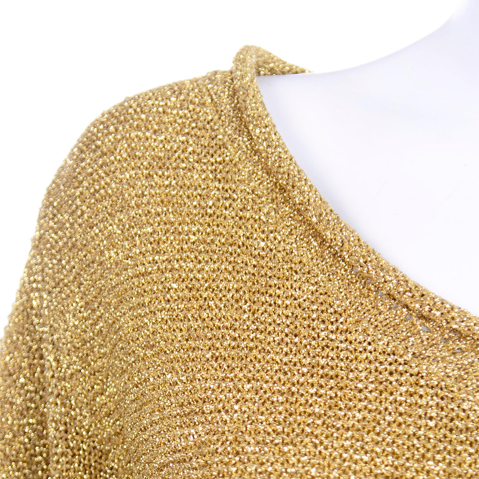 Vintage 1980s Claude Montana Gold Shimmer Pullover Sweater Top  In Excellent Condition For Sale In Portland, OR