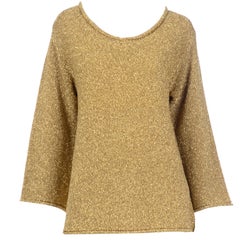 Retro 1980s Claude Montana Gold Shimmer Pullover Sweater Top 