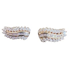 Vintage 1980's Cluster Diamant-Ohrringe Gelbgold