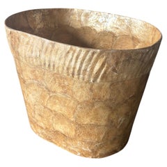 Vintage 1980s Coastal Capiz Shell Wastebasket