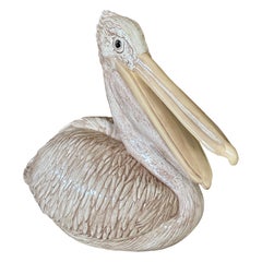 Vintage 1980s Coastal Ceramic Glazed Pelican by Arnel’s