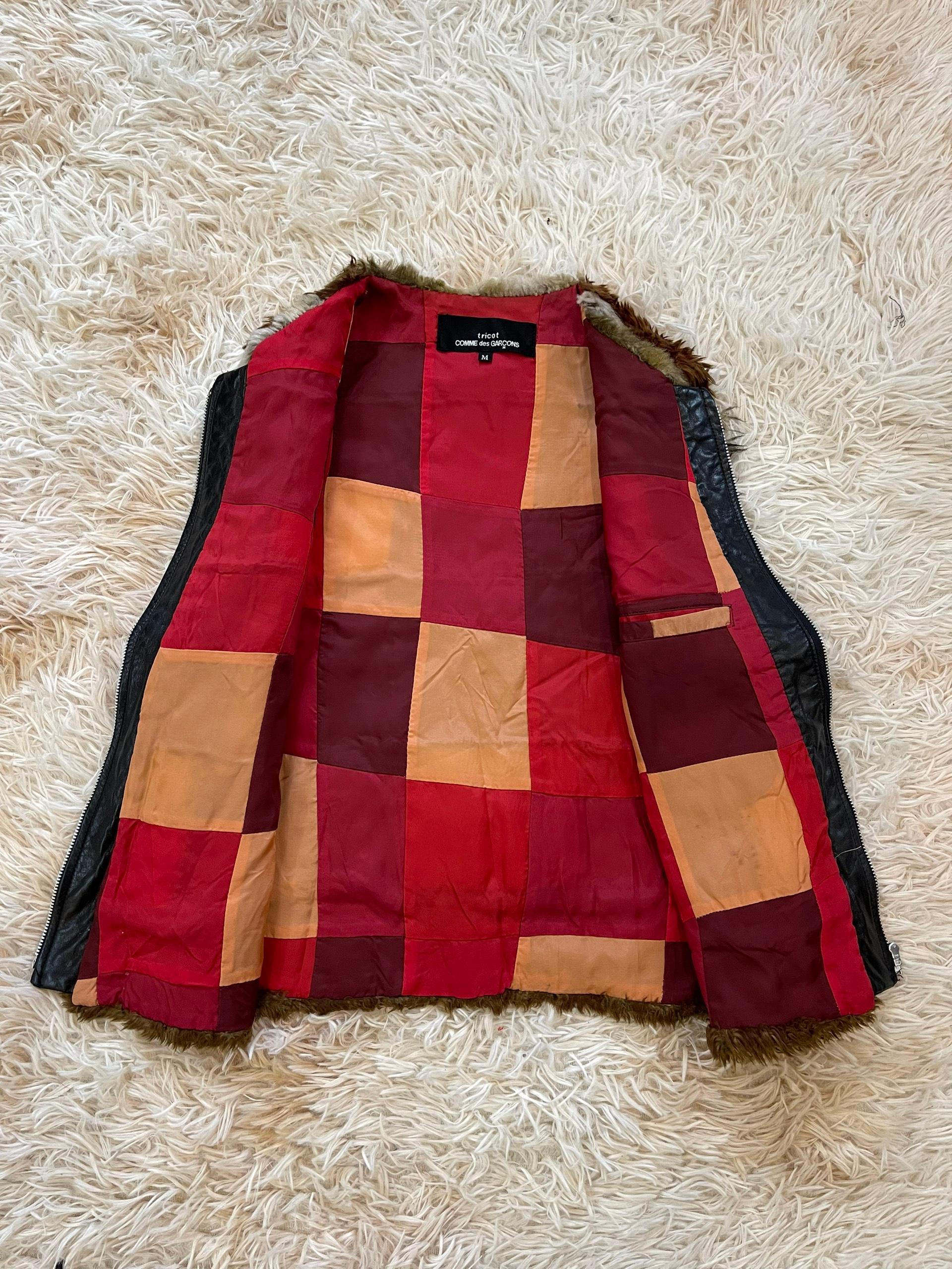 Women's or Men's Vintage 1980's Commme Des Garcons Reversible Block Fur Vest