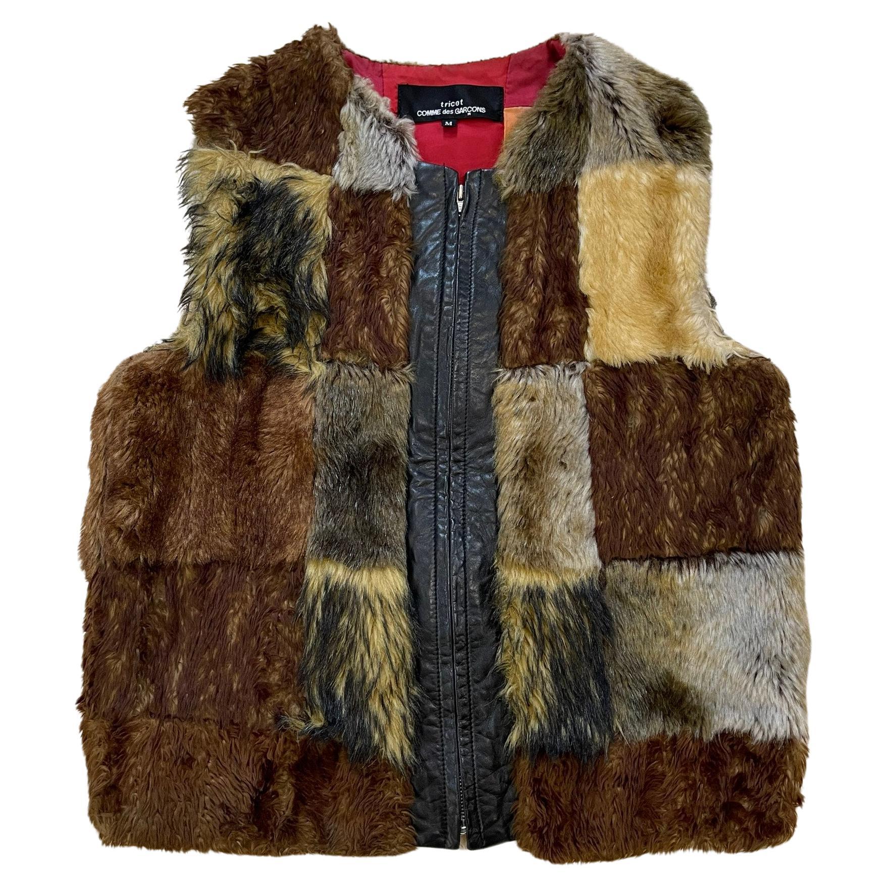 Vintage 1980's Commme Des Garcons Reversible Block Fur Vest For Sale