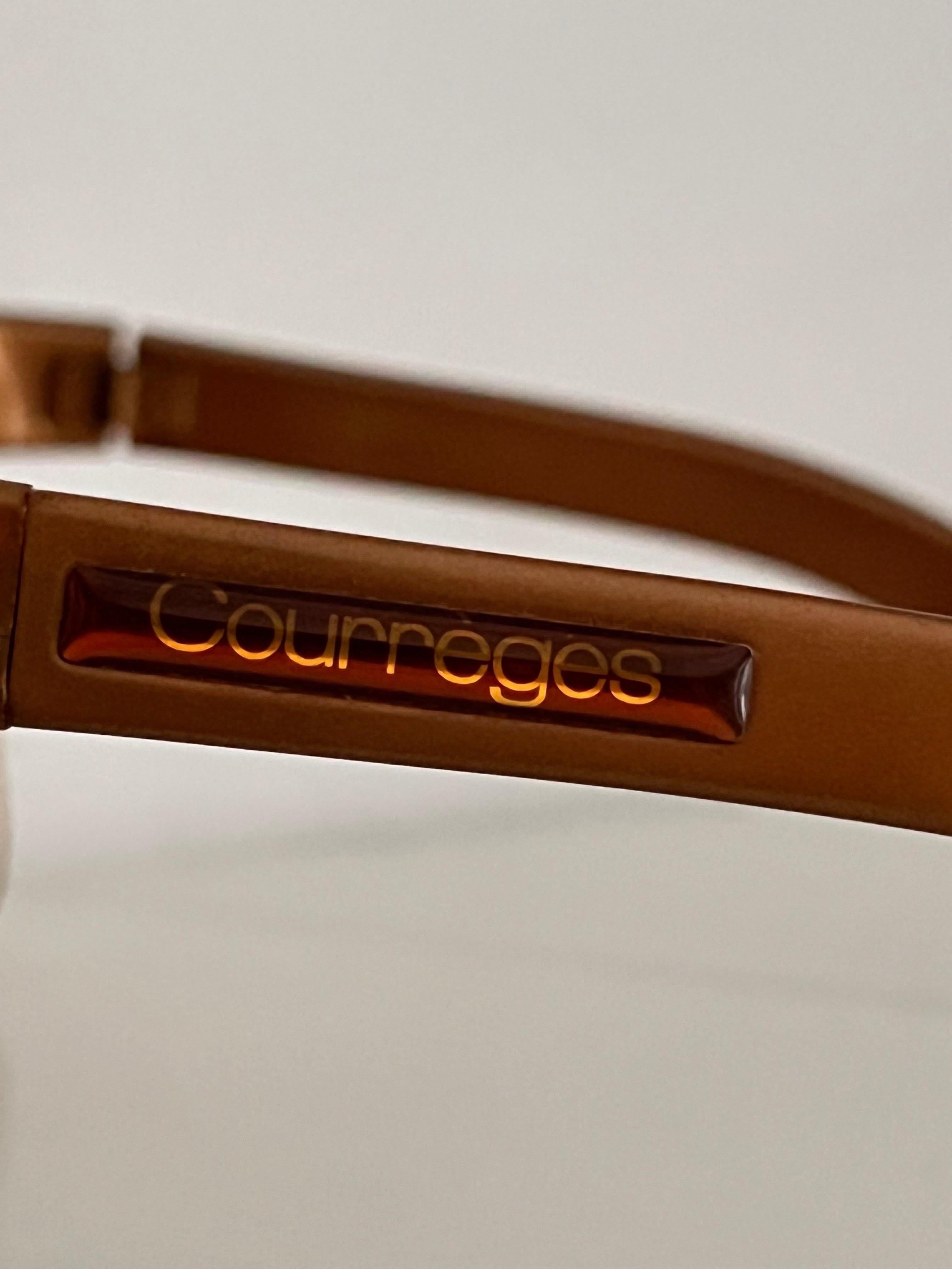 Vintage 1980’s Courrèges gold shield style sunglasses For Sale 6