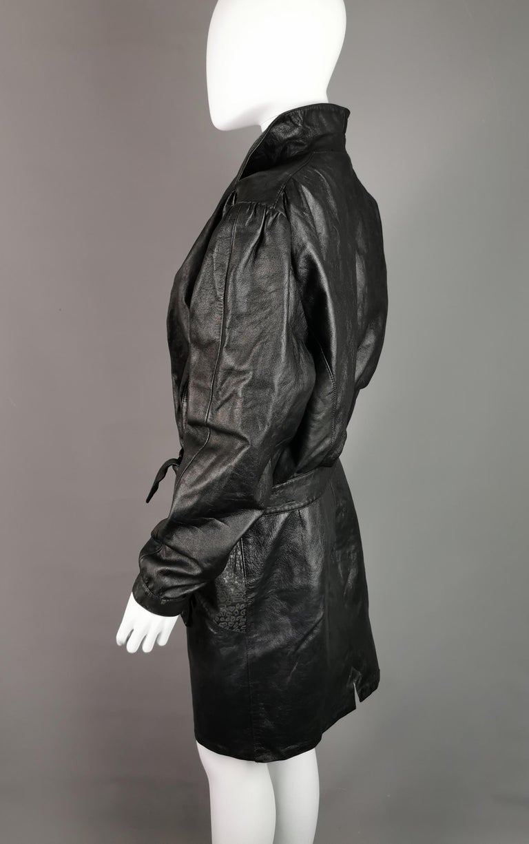 80s Brown leather Jacket| Vintage Minimalist Cropped leather design with tie