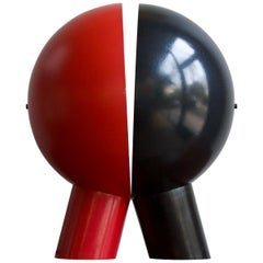 Vintage 1980s Czech 'Old Globe' Black and Red Table Light by Antonín Hepnar