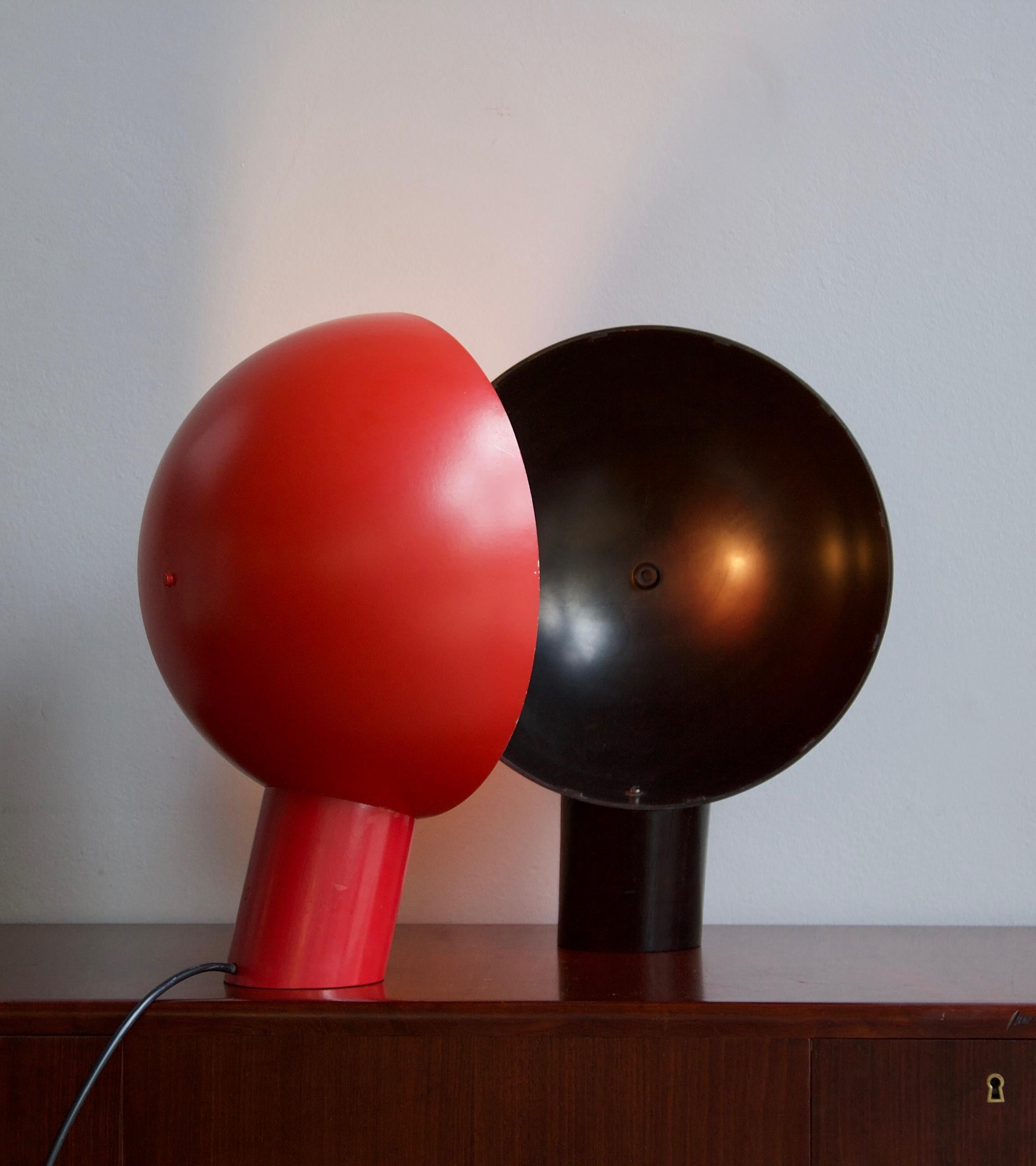 Late 20th Century Vintage 1980s Czech 'Old Globe' Black and Red Table Light by Antonín Hepnar