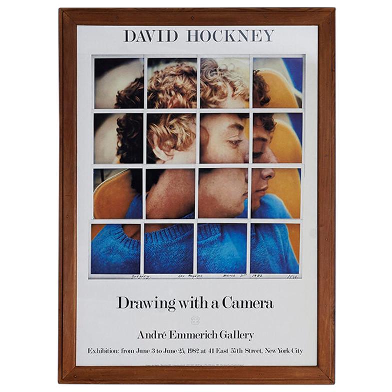 Vintage 1980s David Hockney Exhibition Poster "Drawing With A Camera"