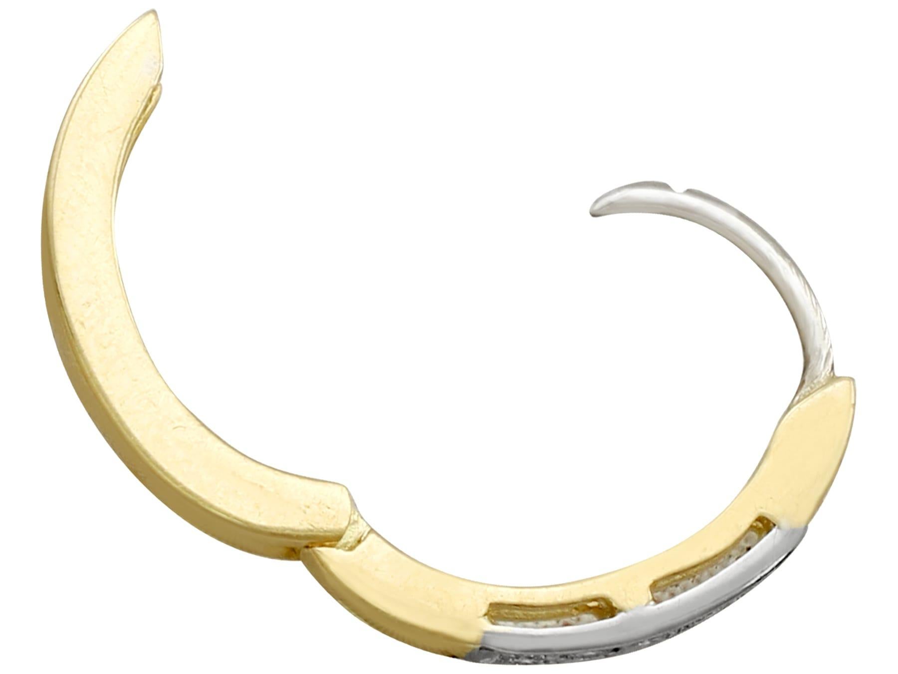 Vintage 1980s Diamond and 18K Yellow Gold Hoop Earrings 2