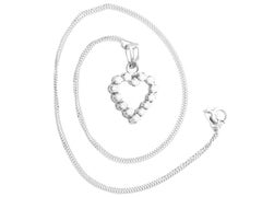 Vintage 1980s Diamond and 18K White Gold Heart Pendant