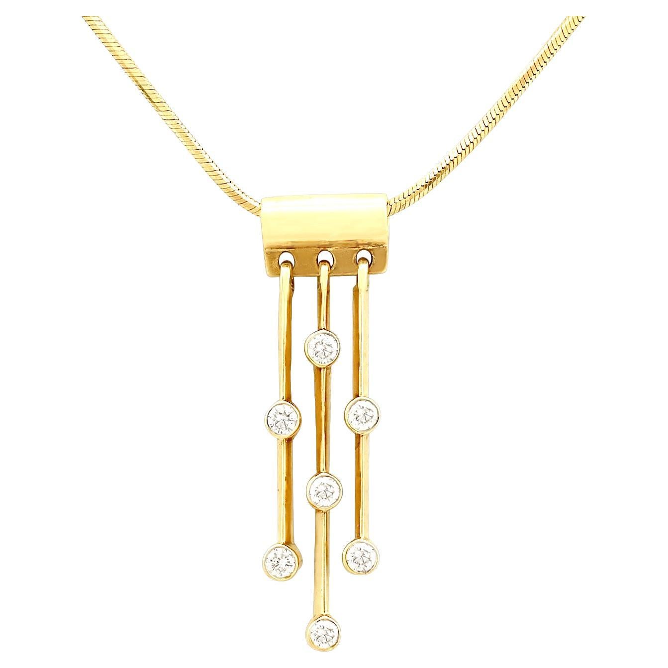 Vintage 1980s Diamond and Yellow Gold Pendant For Sale