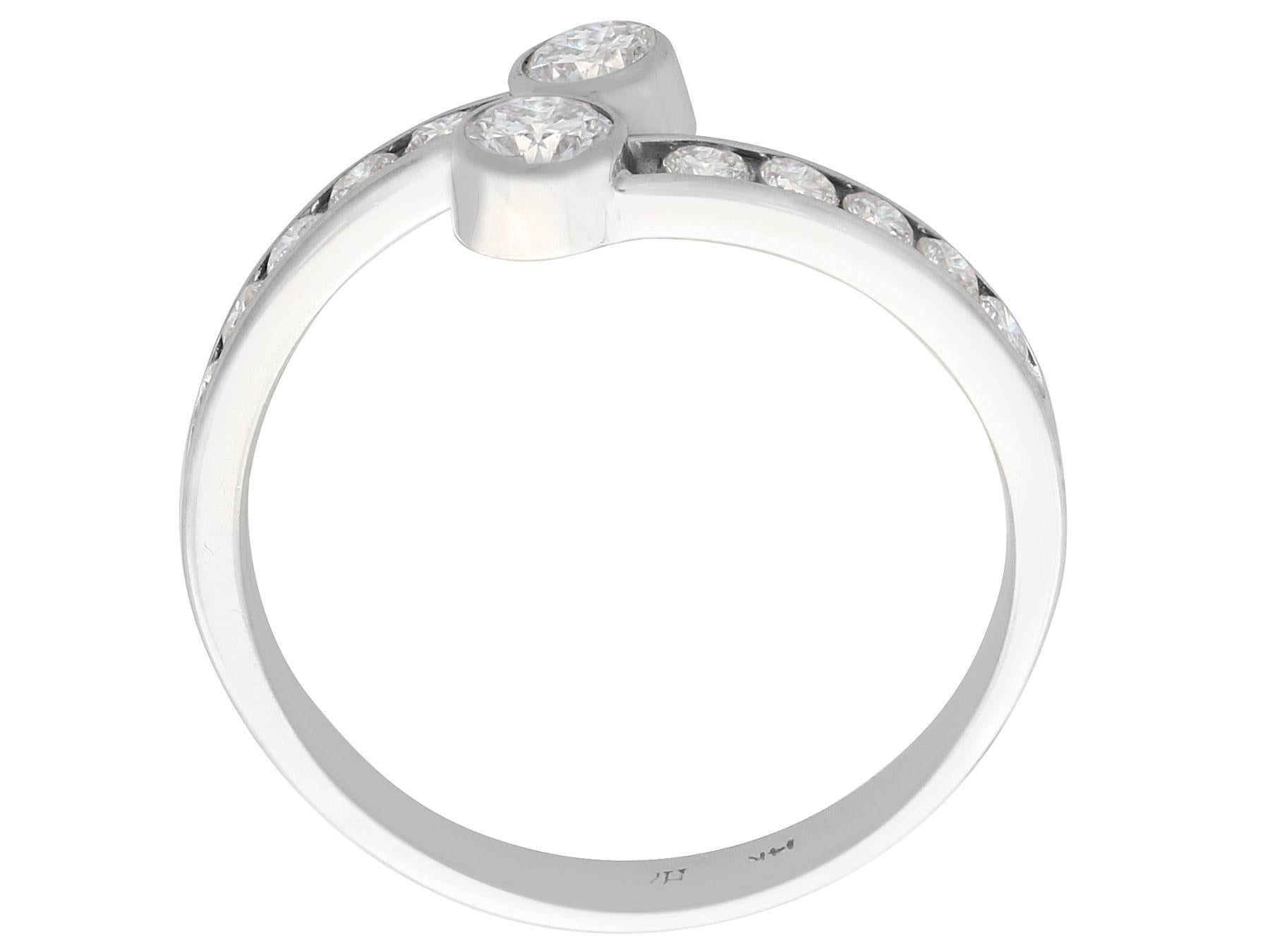 Women's Vintage 1980s Diamond White Gold Twist Ring For Sale