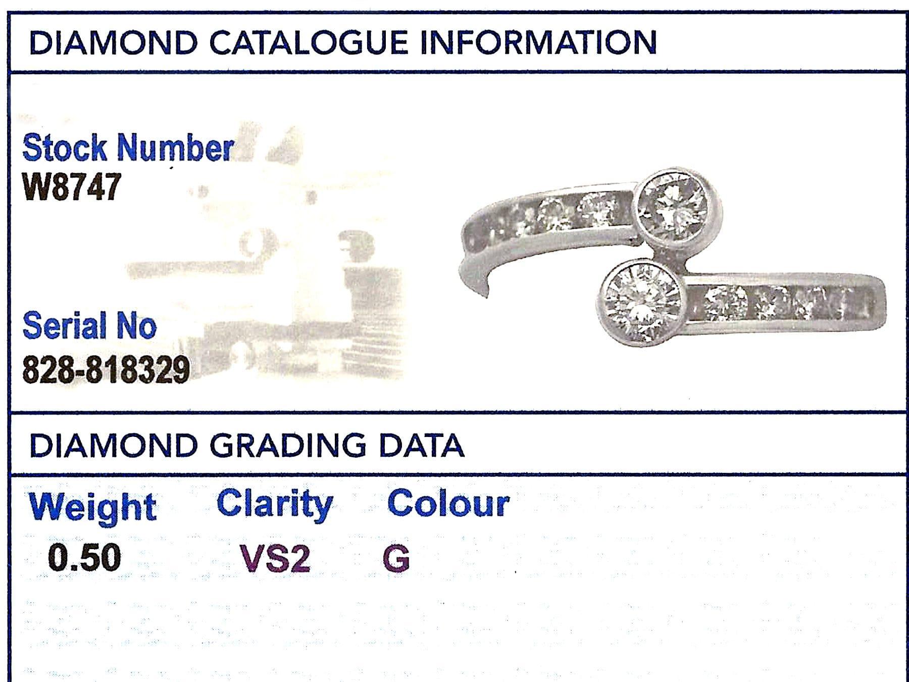 Vintage 1980s Diamond White Gold Twist Ring For Sale 1