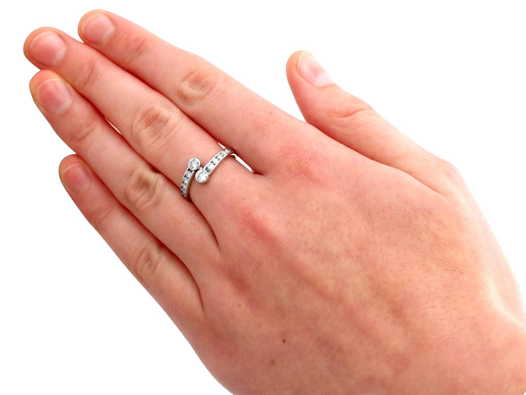 Vintage 1980s Diamond White Gold Twist Ring For Sale 2