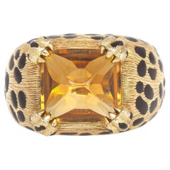 Vintage 1980s Dior Citrine Leopard Print Ring