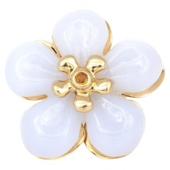 Vintage 1980s Dior White Jade Flower Ring