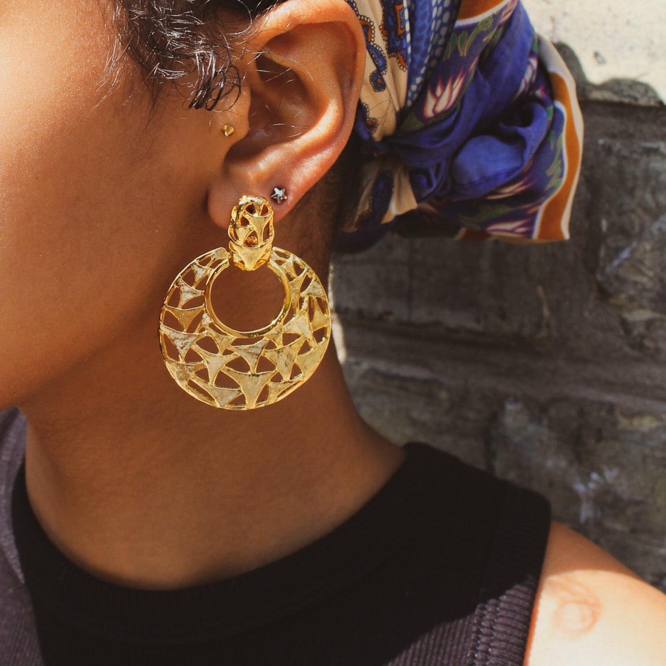 Women's Vintage 1980s Earrings for Pierced Ears - 18 Carat Gold Plated Deadstock For Sale