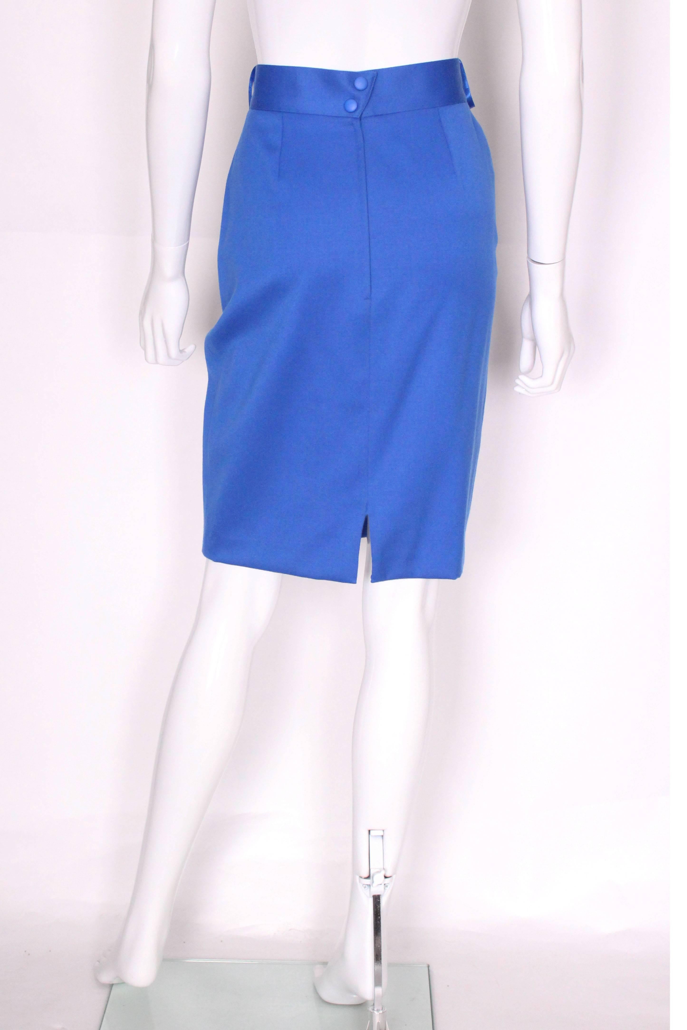 Vintage 1980s Electric Blue Suit jacket and skirt by Thierry Mugler In New Condition In London, GB