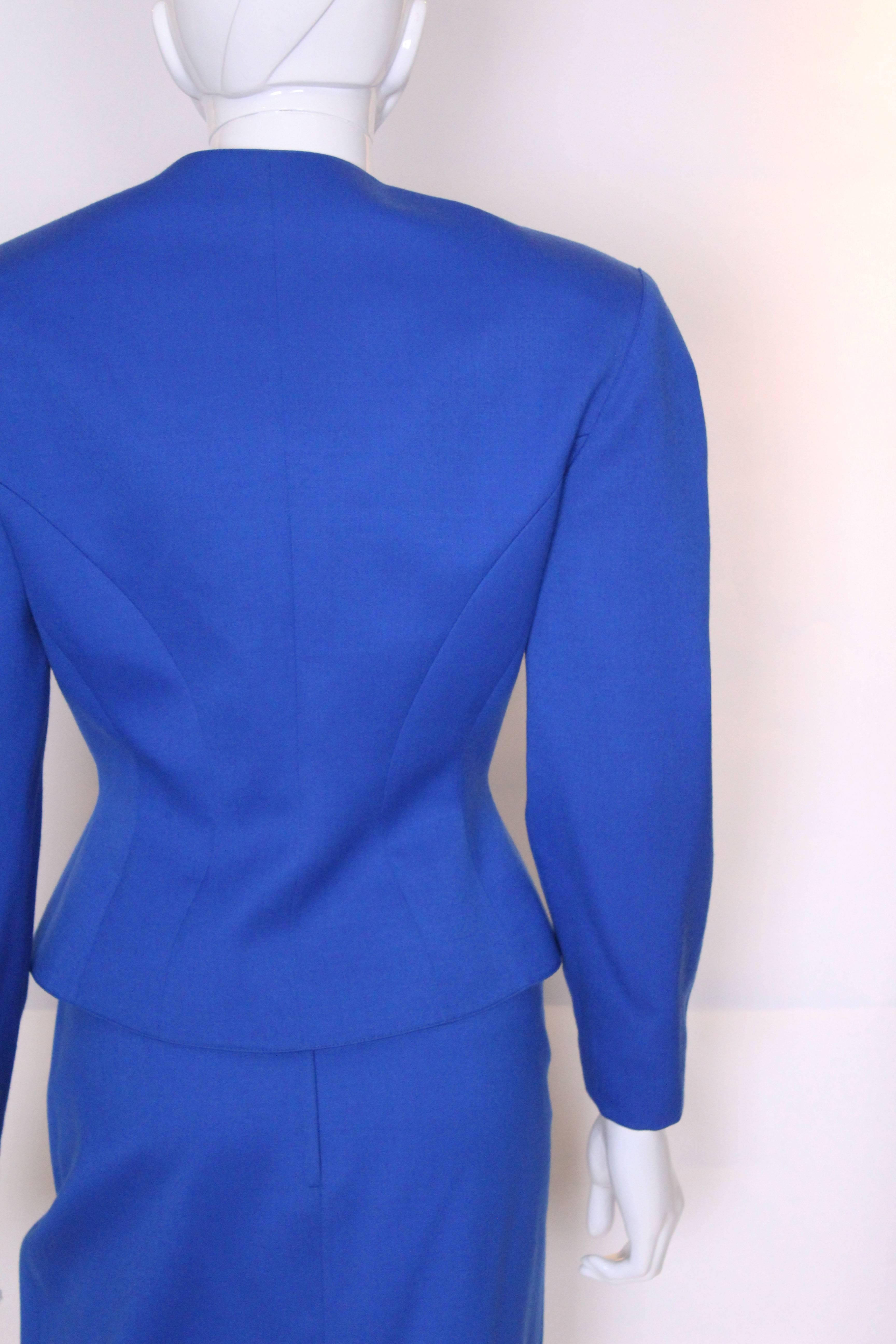 Vintage 1980s Electric Blue Suit jacket and skirt by Thierry Mugler 1