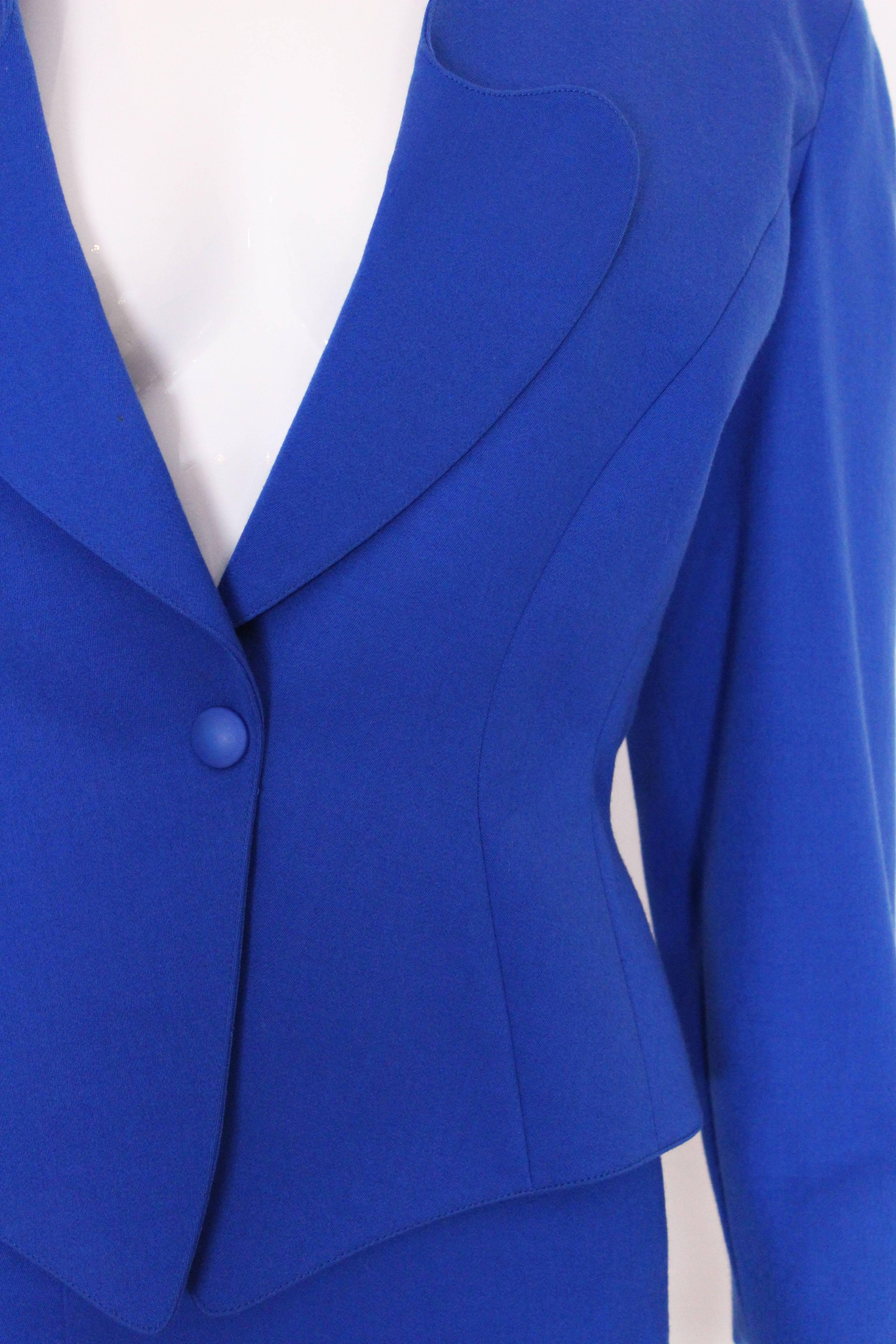 Vintage 1980s Electric Blue Suit jacket and skirt by Thierry Mugler 2