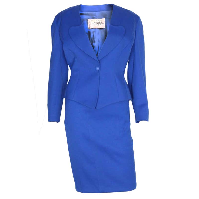 Vintage 1980s Electric Blue Suit jacket and skirt by Thierry Mugler at ...