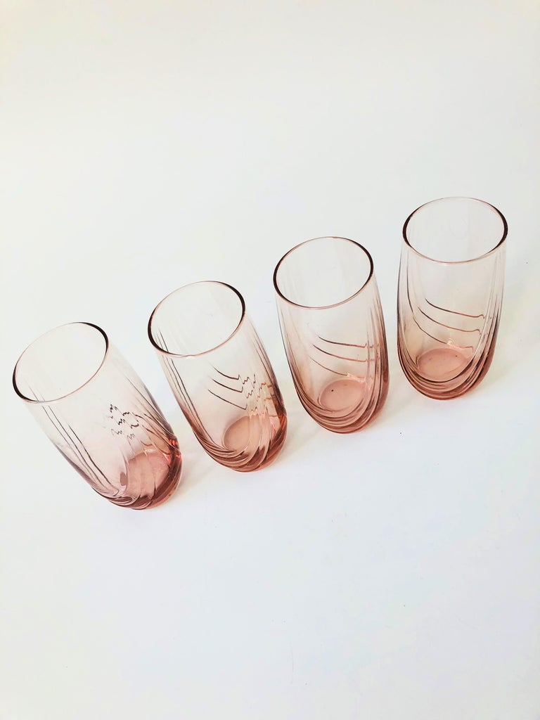 Vintage 1980s Embossed Pink Tumblers, Set of 4 at 1stDibs | simple modern  80s tumbler, what is embossed on a california real id, pink drinking glasses