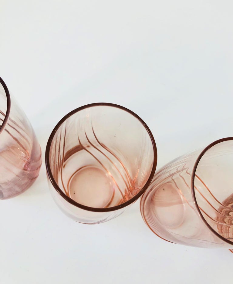 Vintage 1980s Embossed Pink Tumblers, Set of 4 For Sale at 1stDibs