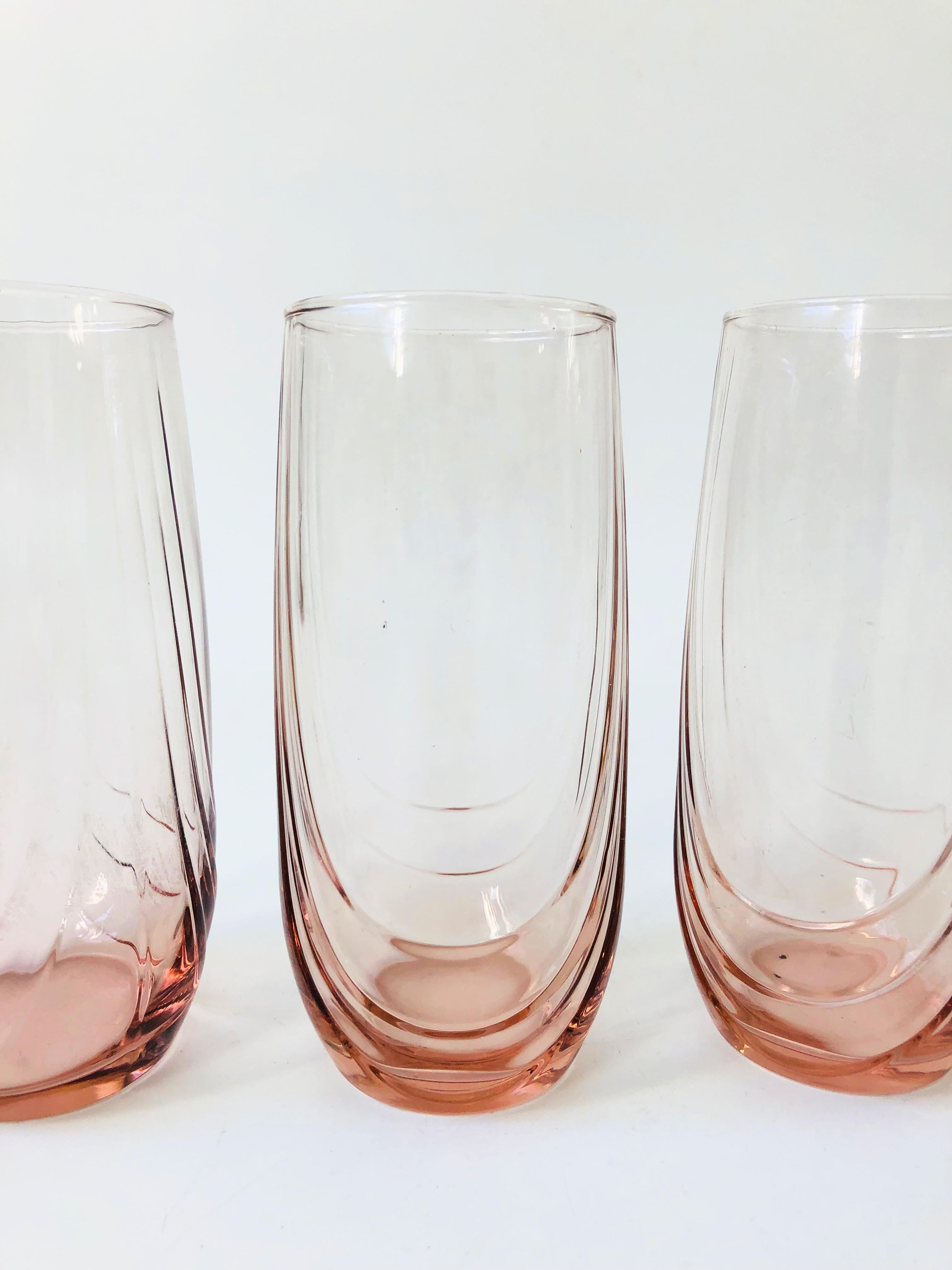 Vintage 1980s Embossed Pink Tumblers, Set of 4 In Good Condition For Sale In Vallejo, CA