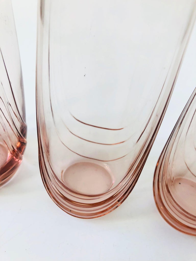 Vintage 1980s Embossed Pink Tumblers, Set of 4 For Sale at 1stDibs