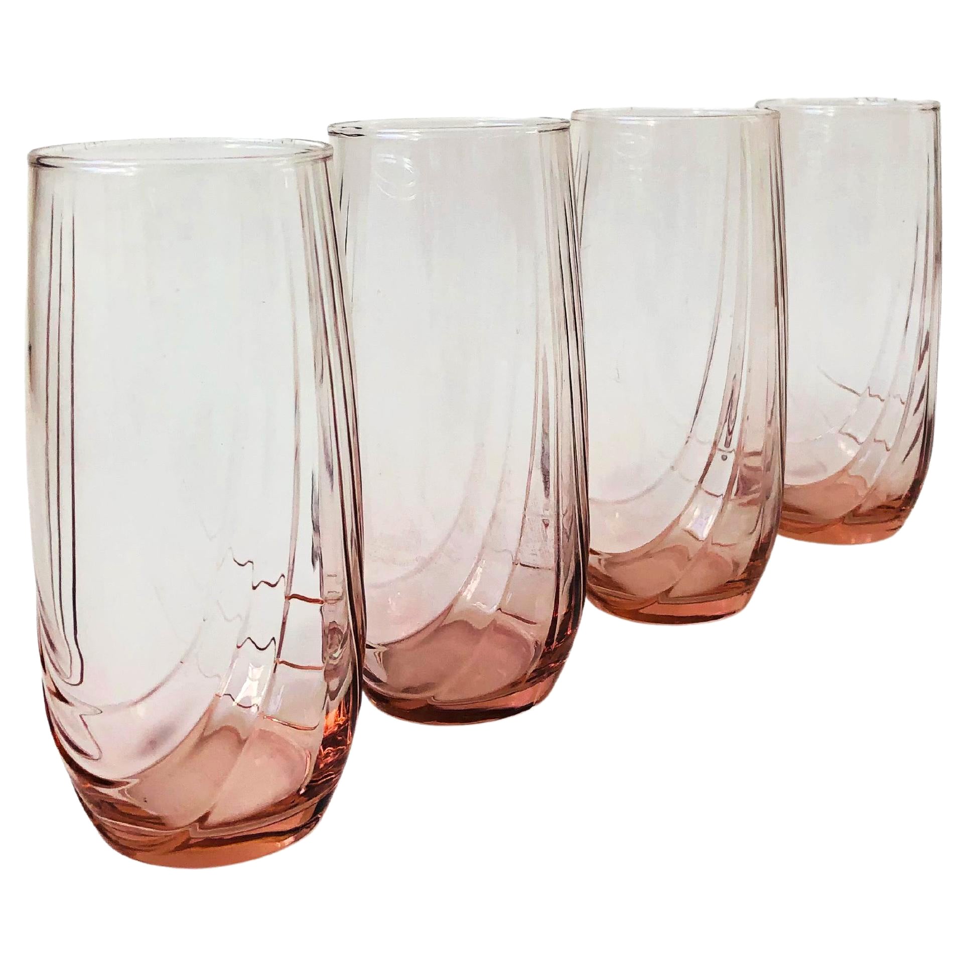 Vintage 1980s Embossed Pink Tumblers, Set of 4