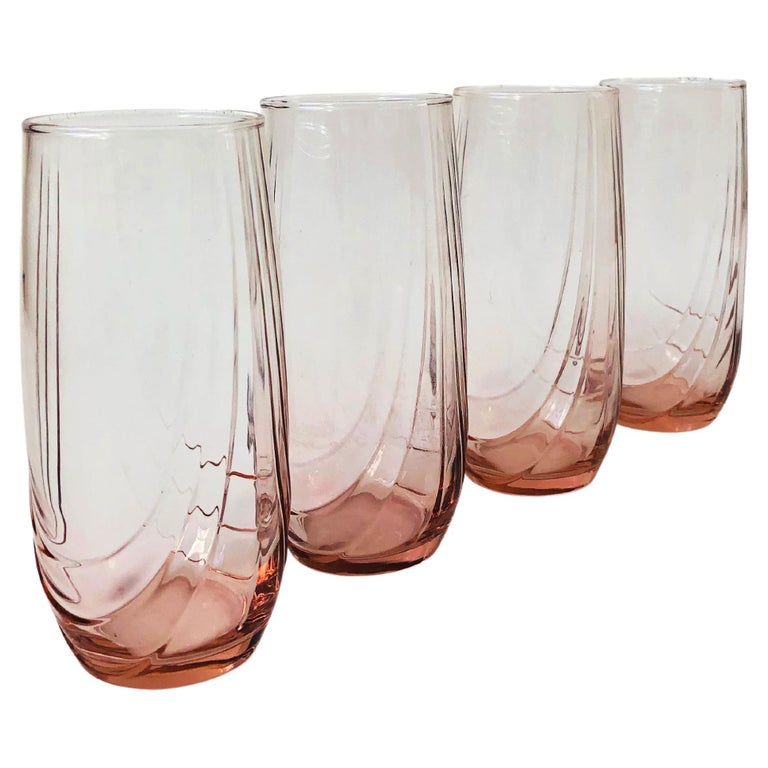 Vintage 1980s Embossed Pink Tumblers, Set of 4 For Sale at 1stDibs