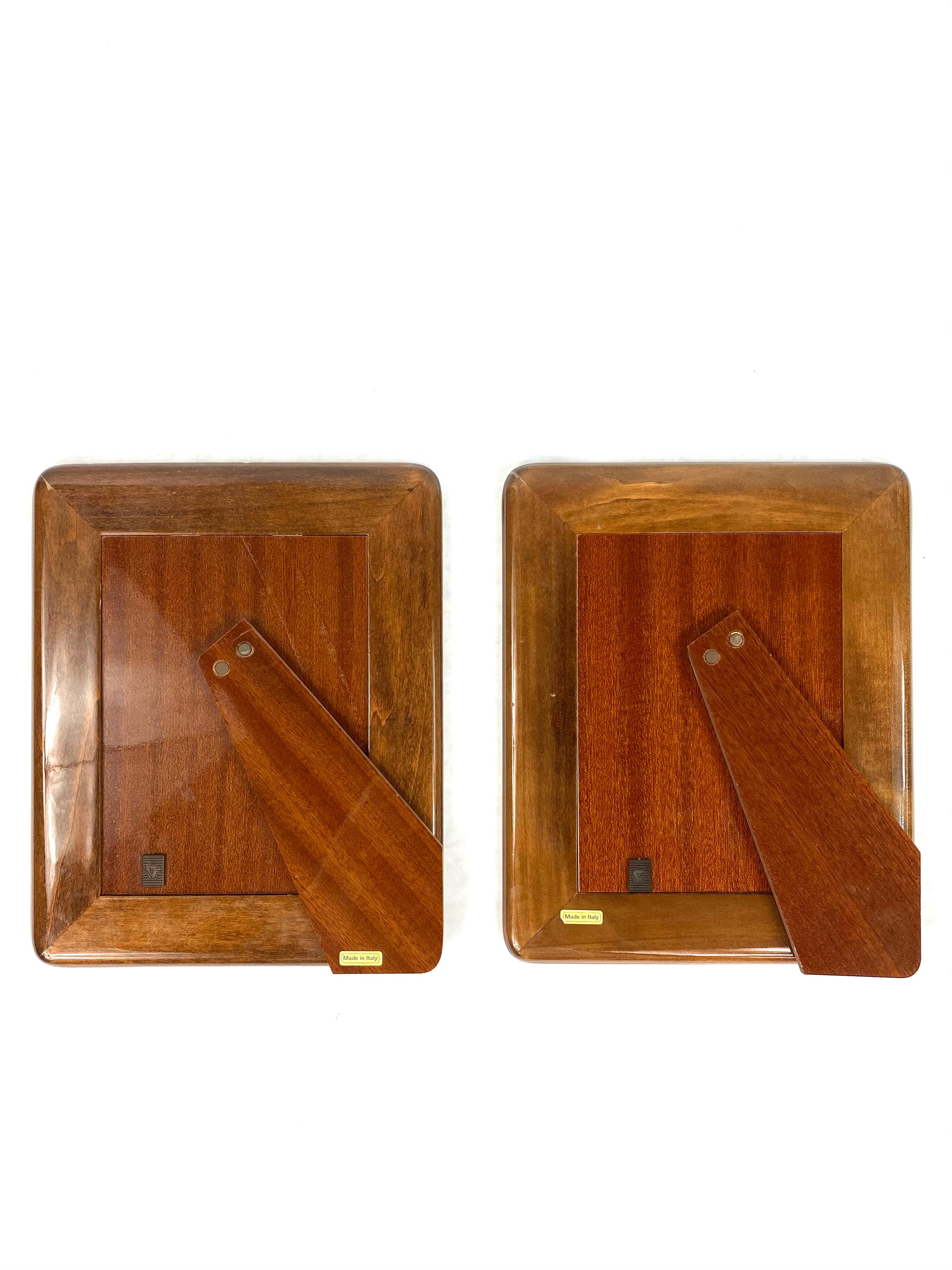 Vintage 1980's Erté Sterling Silver and Wood Frames, Set of 2 In Good Condition In Beverly Hills, CA