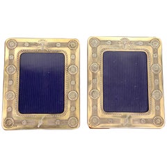Vintage 1980's Erté Sterling Silver and Wood Frames, Set of 2