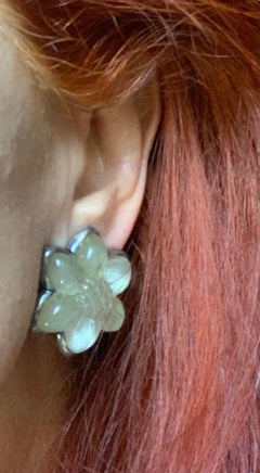 Pendientes vintage de Escada con motivos florales de los años 80, de resina plateada, fabricados en Francia