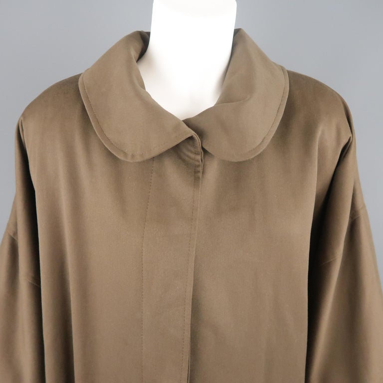 Vintage 1980's FENDI Size L Olive Round Collar Oversized Over Coat at ...