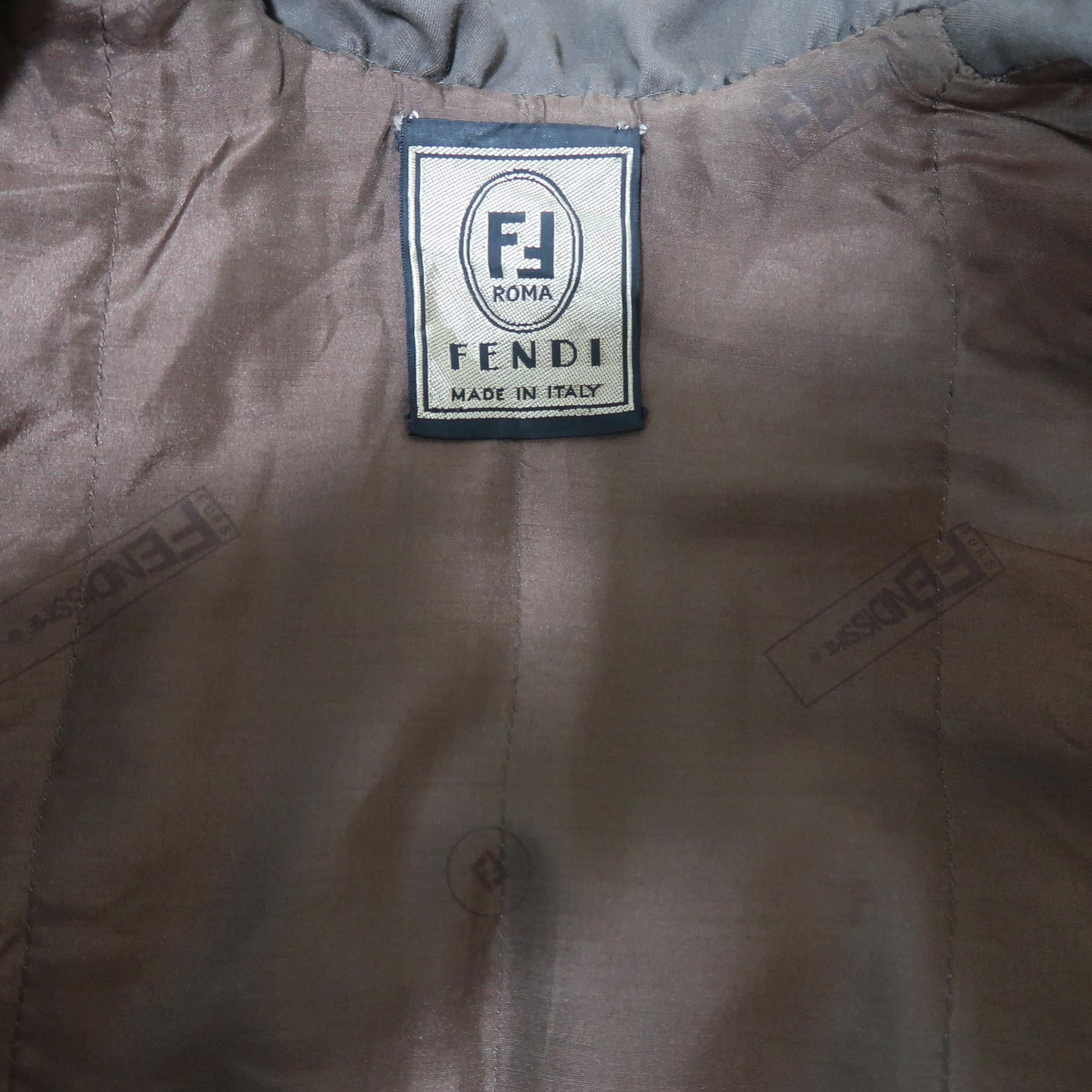 Vintage 1980's FENDI Size L Olive Round Collar Oversized Over Coat 4