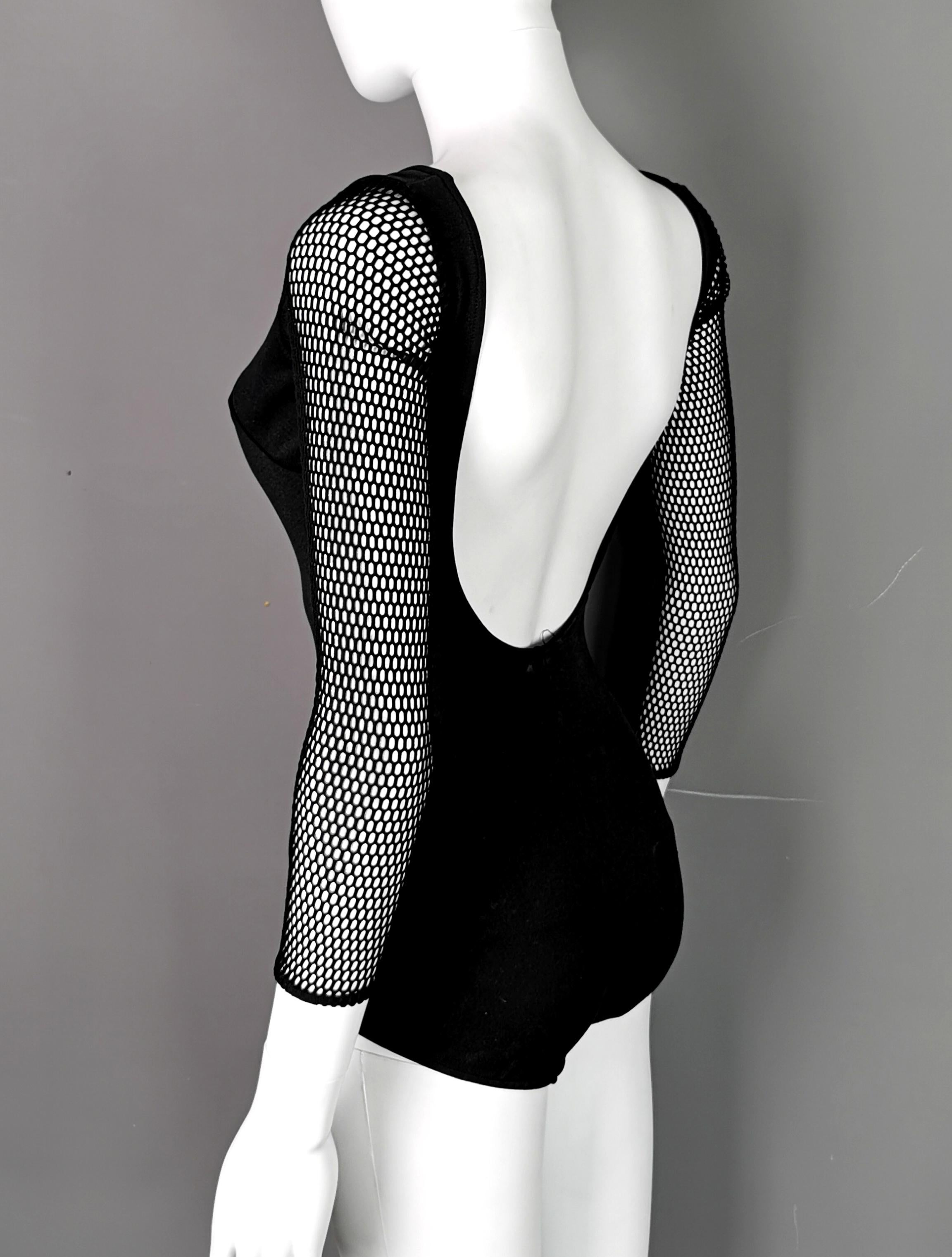 Vintage 1980s fishnet sleeve swimsuit, Slix  6