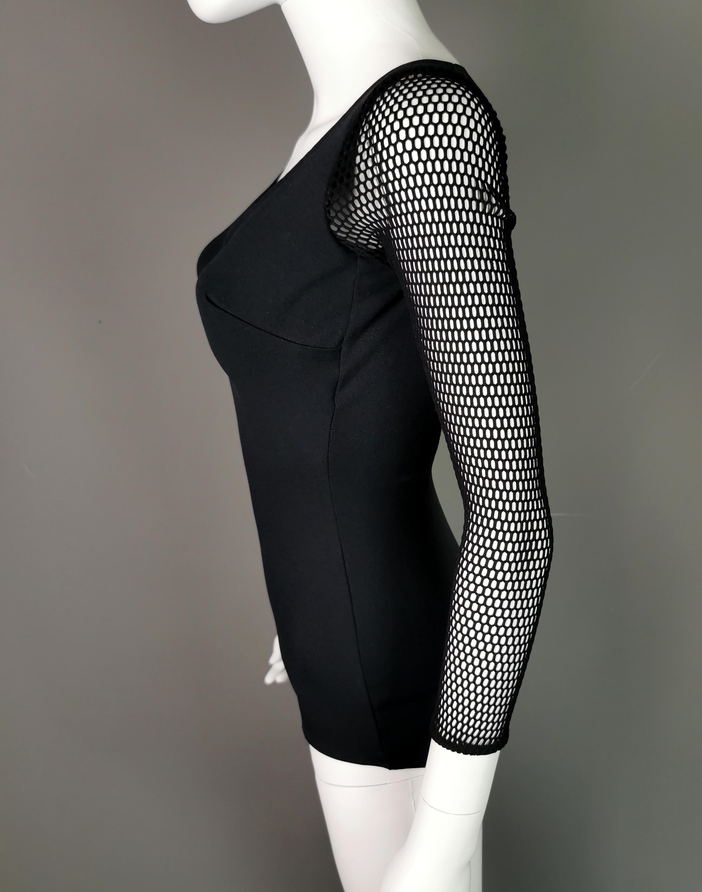 Vintage 1980s fishnet sleeve swimsuit, Slix  8