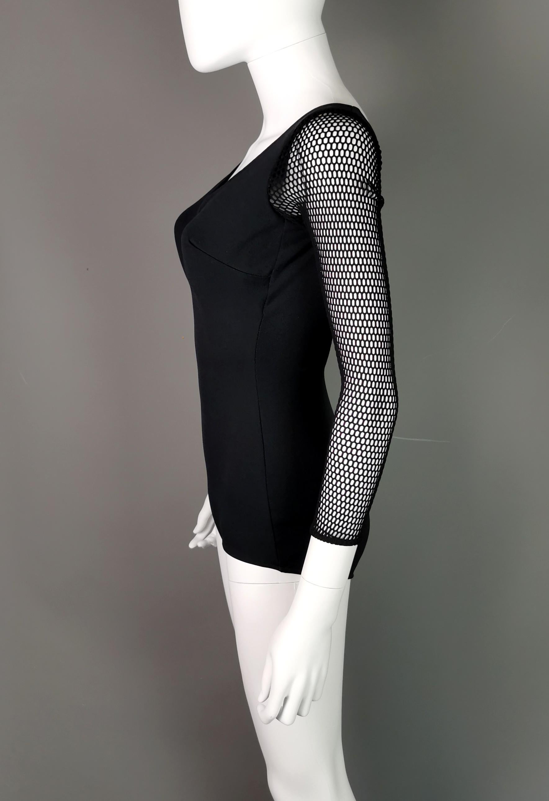 Vintage 1980s fishnet sleeve swimsuit, Slix  9