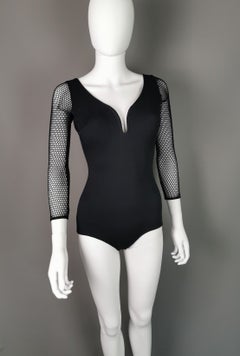 Vintage 1980s fishnet sleeve swimsuit, Slix