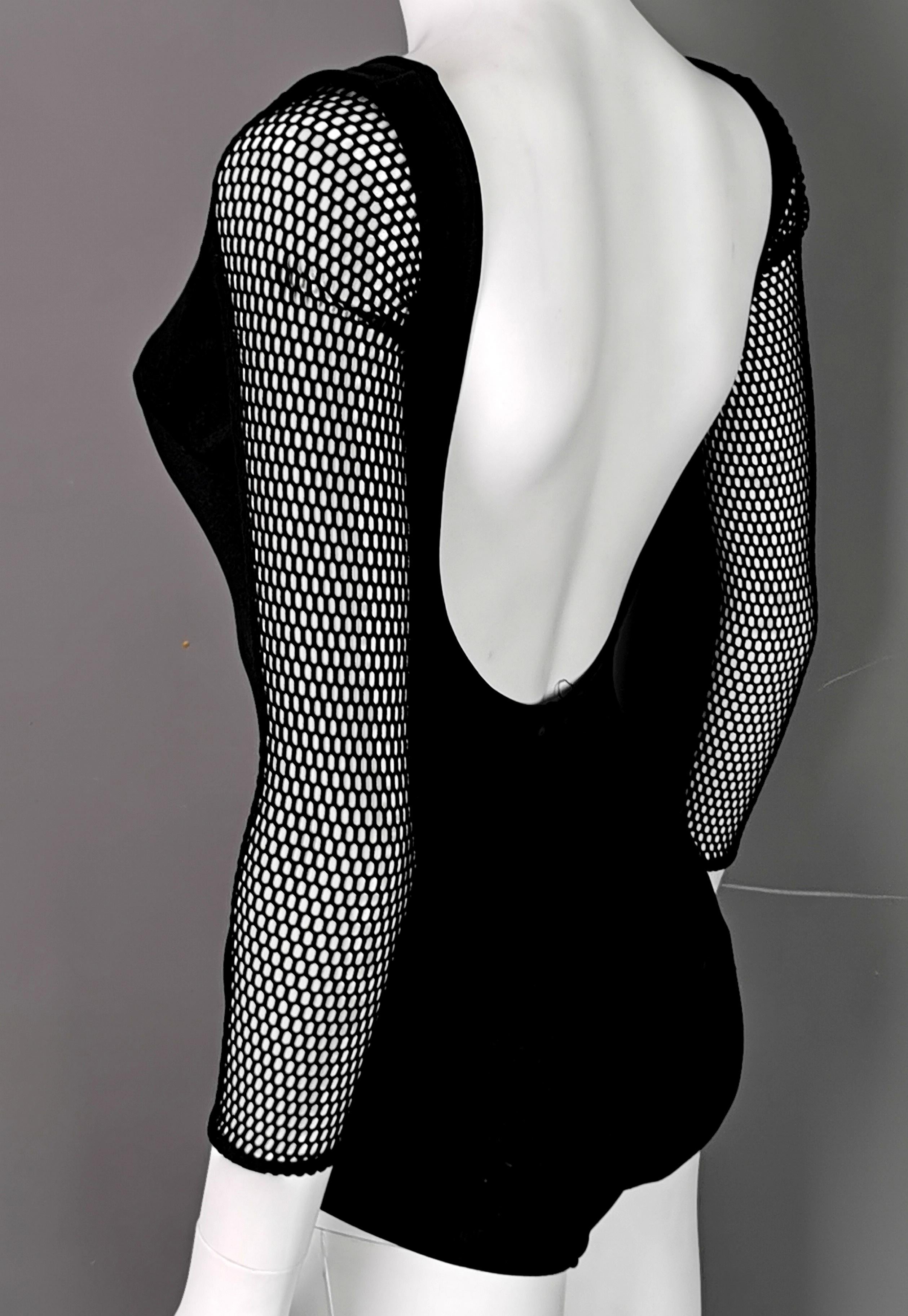 Vintage 1980s fishnet sleeve swimsuit, Slix  3