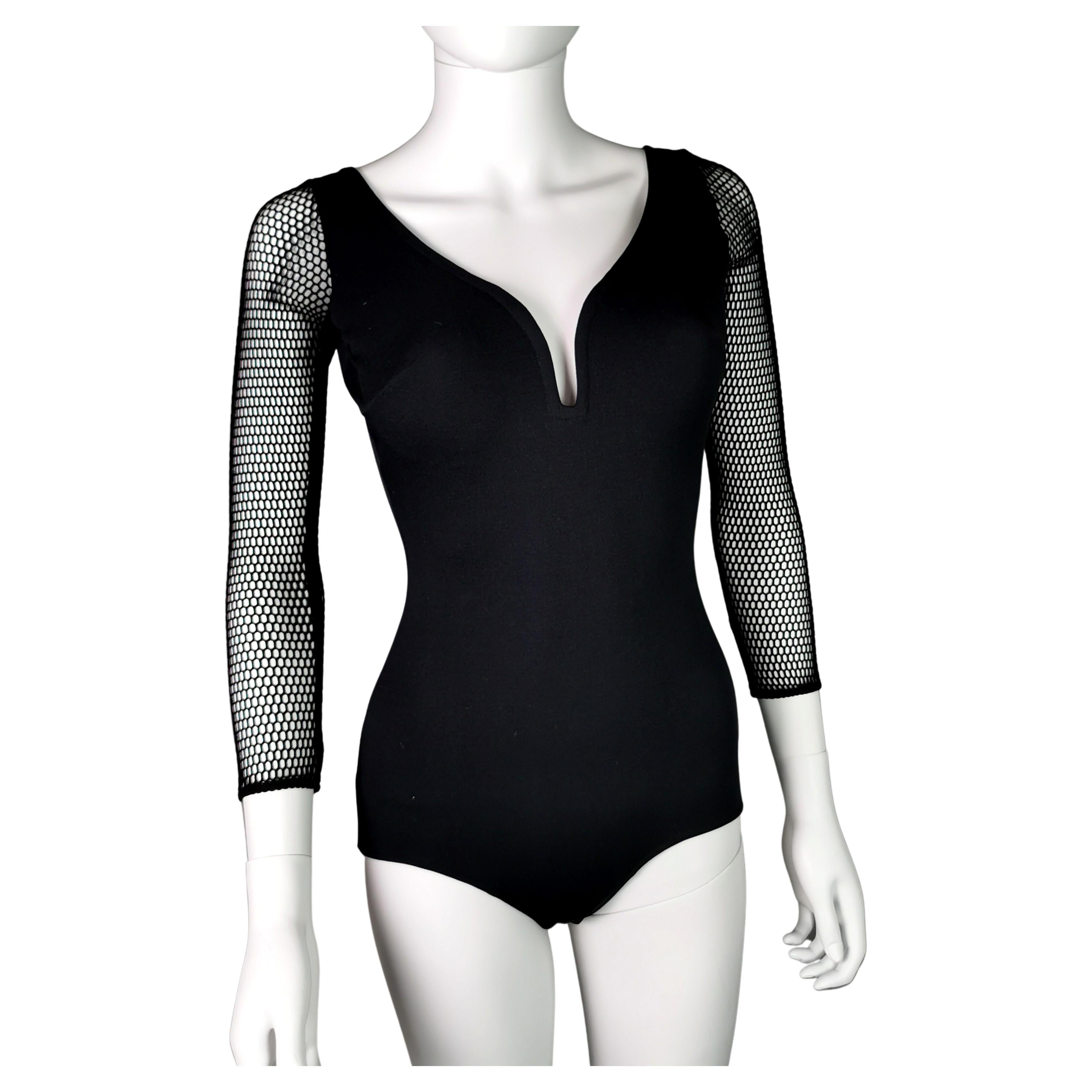 Vintage 1980s fishnet sleeve swimsuit, Slix 