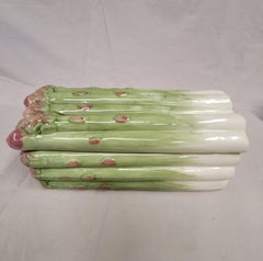 Vintage años 80 Fitz and Floyd Plato apilado horizontal para espárragos con tapa