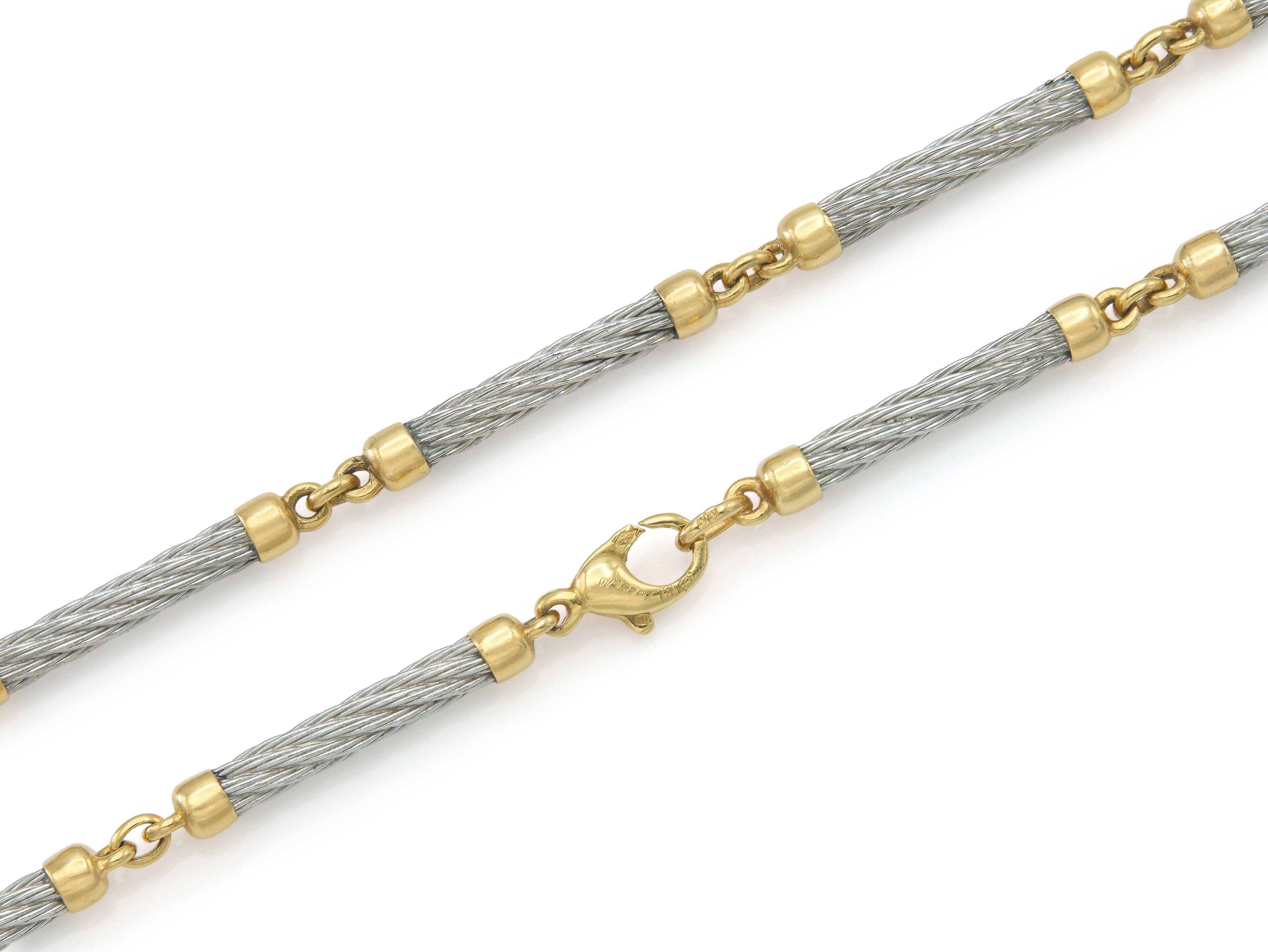 Vintage 1980s Fred Paris Two-Toned Chain Necklace Damen im Angebot