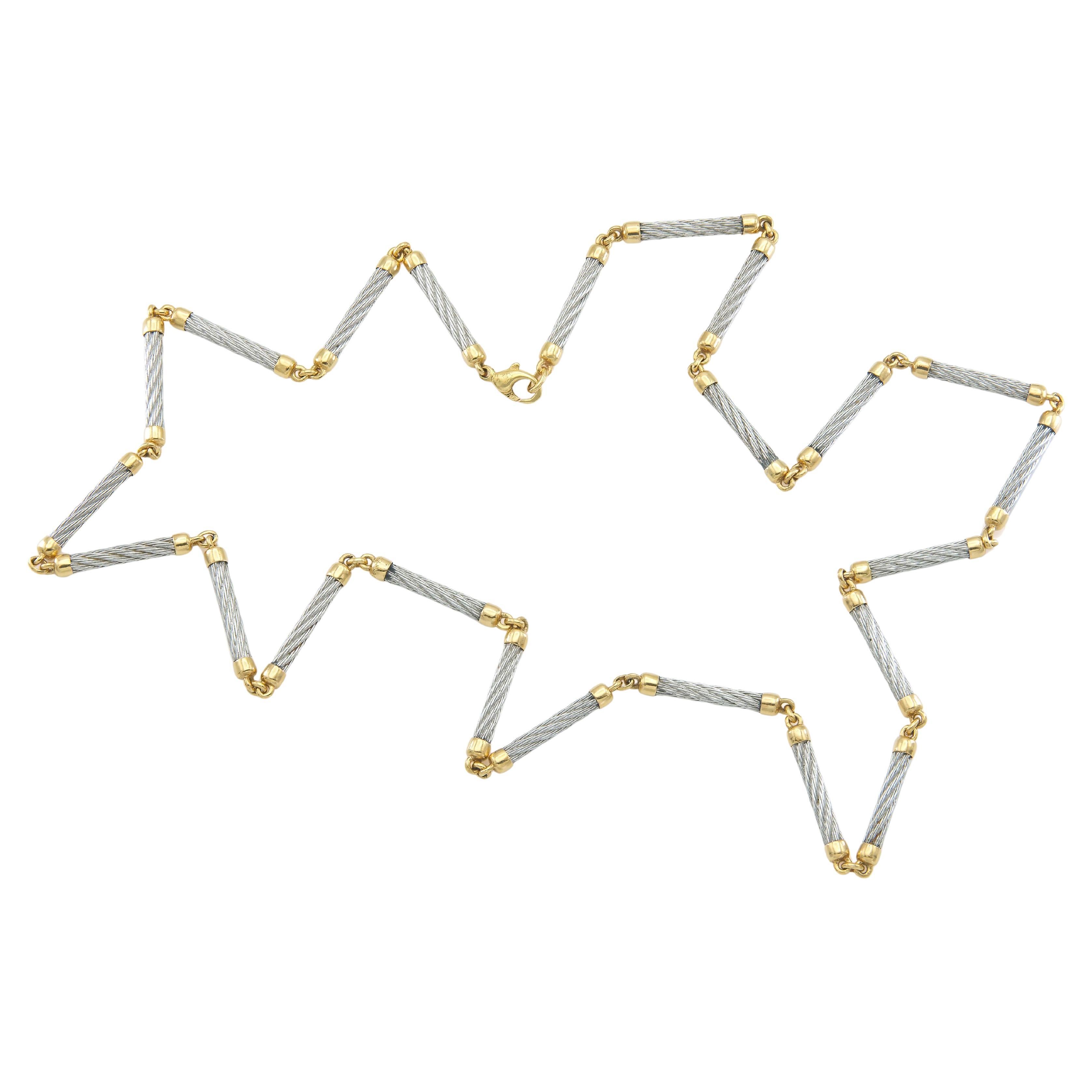 Vintage 1980s Fred Paris Two-Toned Chain Necklace im Angebot