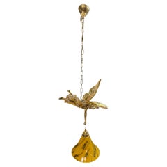 Vintage 1980s French Winged Lady Angel Fairy Chandelier Pendant Lamp