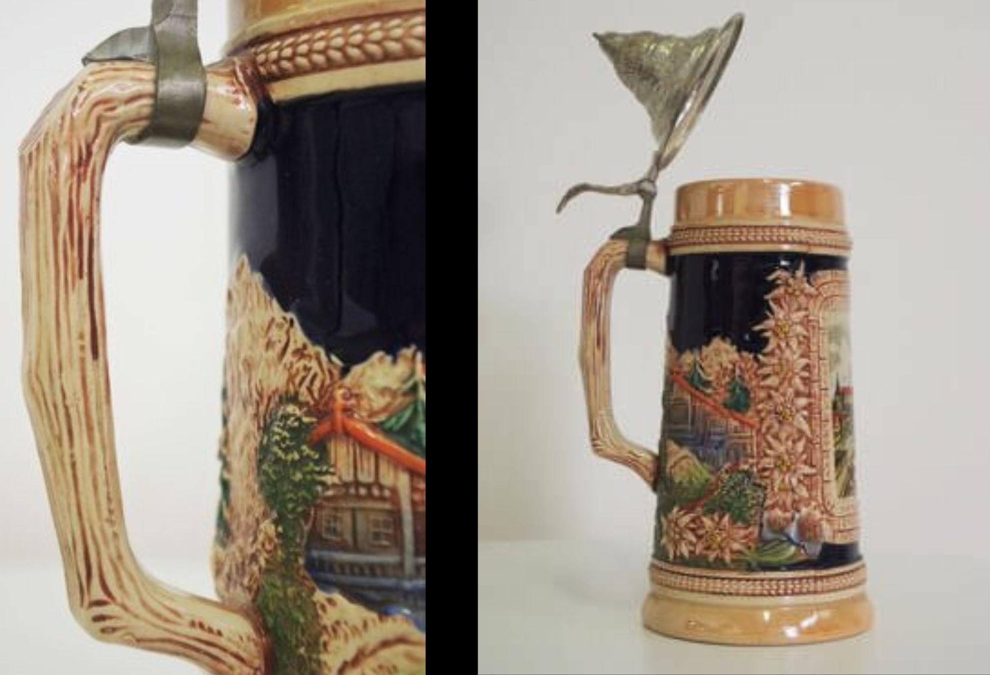Vintage 1980s German Ceramic Beer Stein – Traditional Bavarian Design in vendita 11