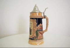 Vintage 1980s German Ceramic Beer Stein - Traditional Bavarian Design