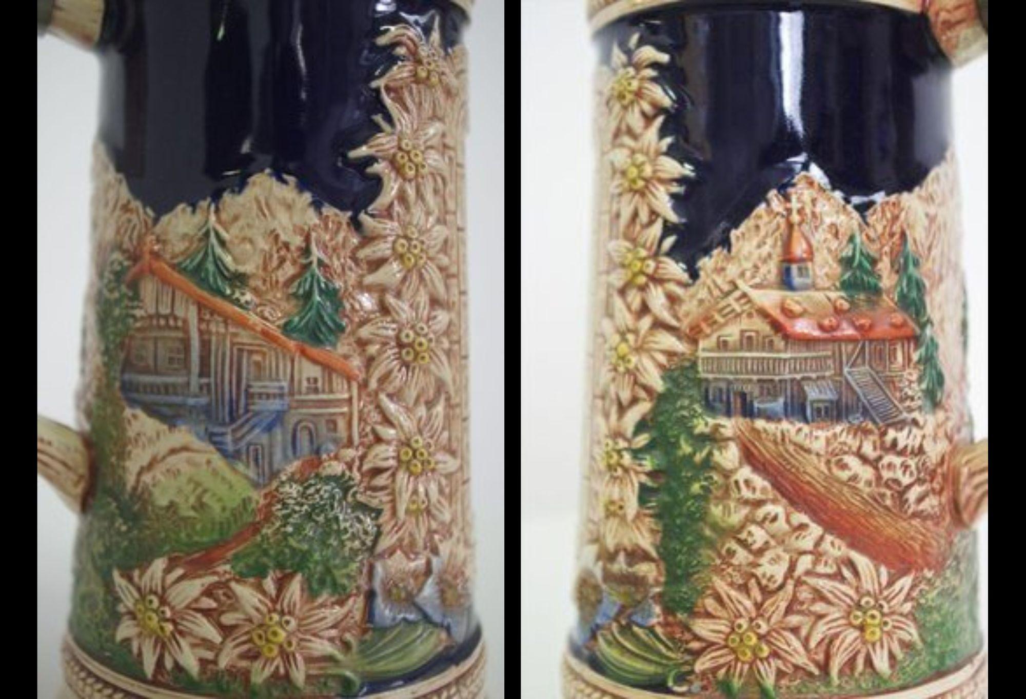 Vintage 1980s German Ceramic Beer Stein – Traditional Bavarian Design in vendita 2