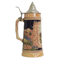Vintage 1980s Cerveza Alemana Stein - Diseño Tradicional Bávaro